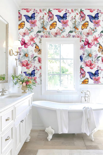 Papel tapiz floral autoadhesivo 16.9x118.1pulg
