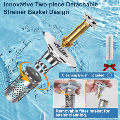 Tapón drenaje baño con filtro acero inox 2uds