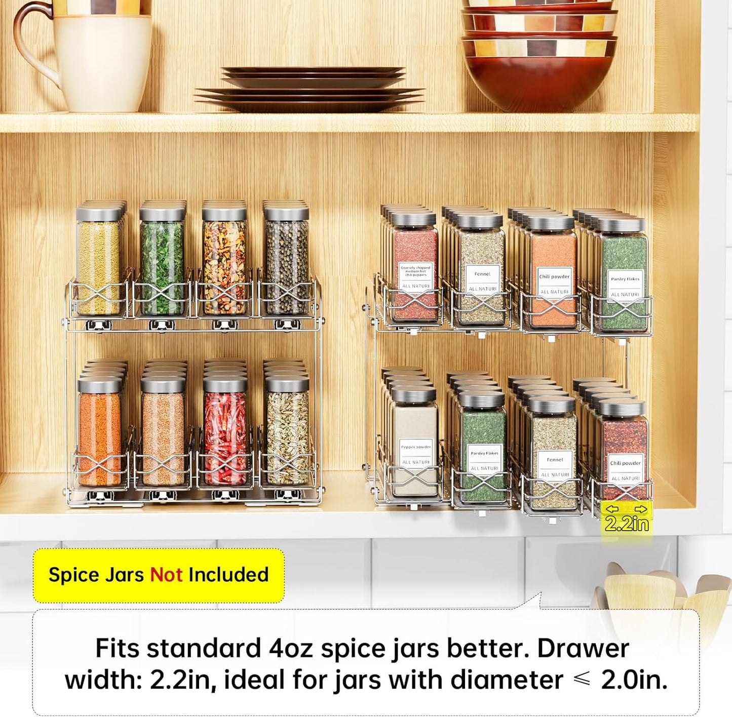 Organiz. especias para gaveta 2 niveles ajustable 4oz