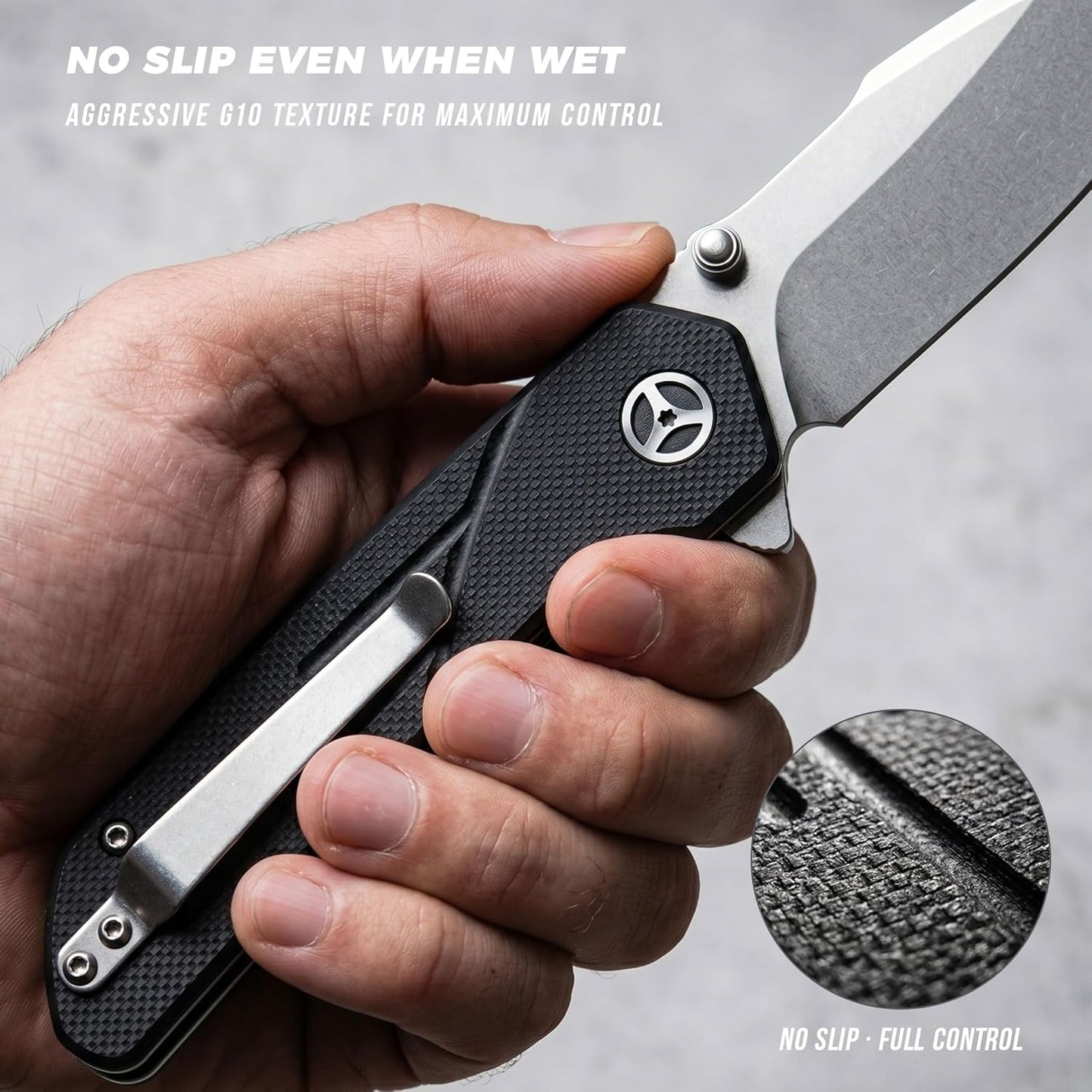 Cuchillo bolsillo plegable acero inox 3.15pulg mango G10 EDC