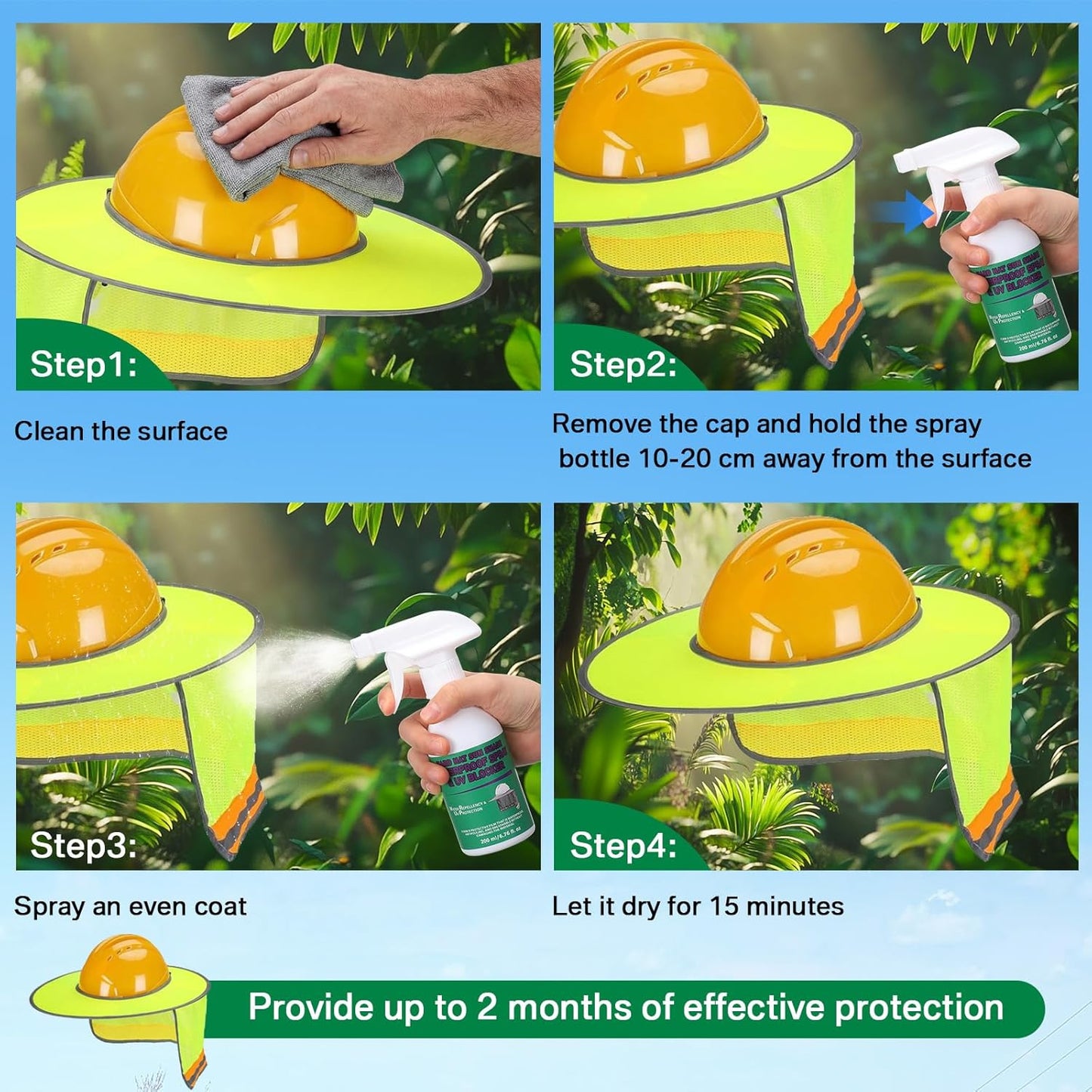 Spray UV para sombrero tela impermeable trabajo exterior