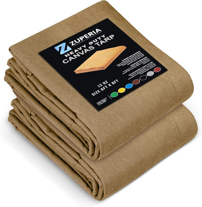 Lona resistente 6x8ft paquete 2 ojales inox UV y desgarro beige