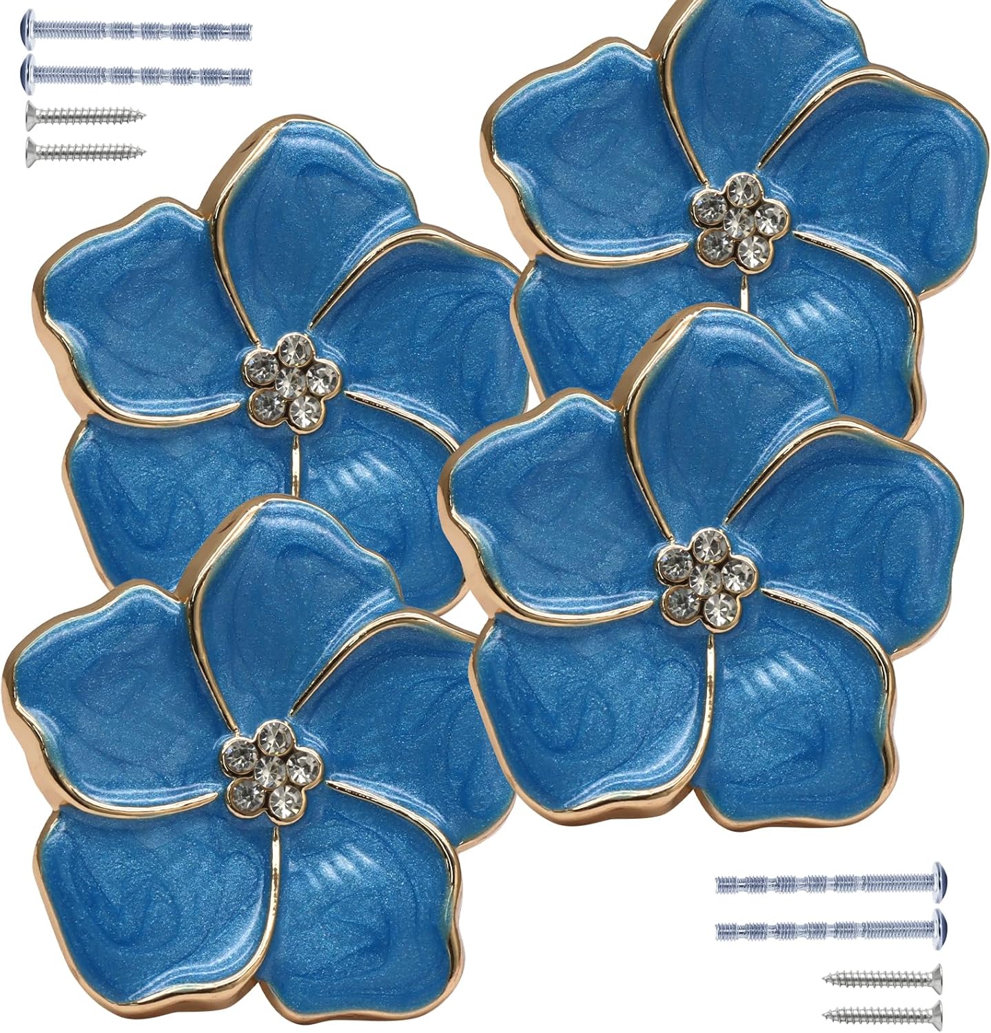 Manijas pétalos azules para cajones cocina decoración hogar