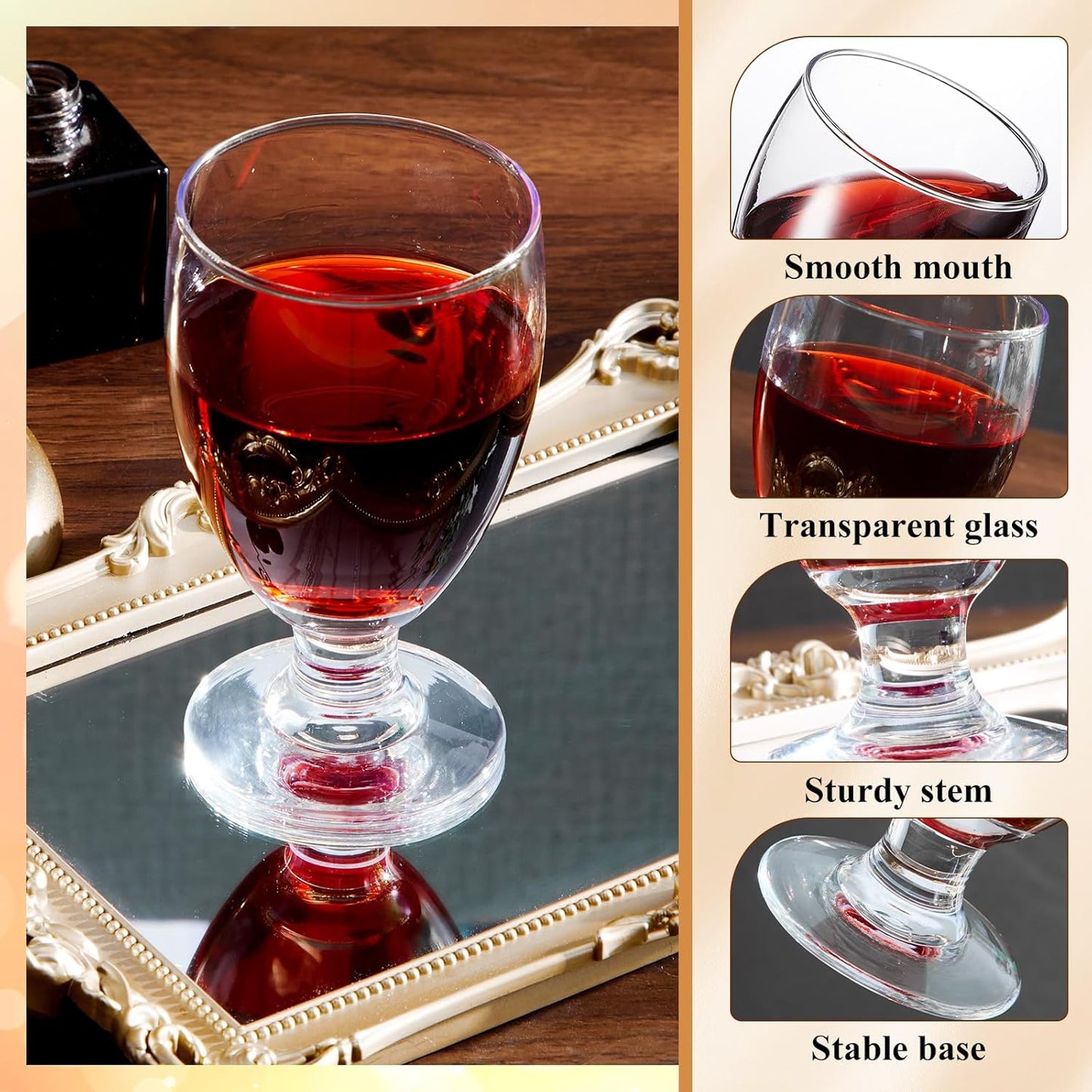 Set 24 Vases Transparentes 10.5oz Tallo para Bebidas