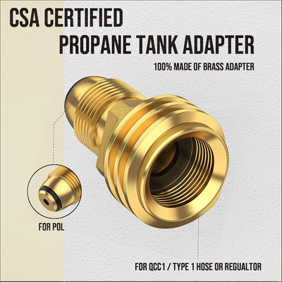 Adaptador tanque propano POL a QCC1 100% latón