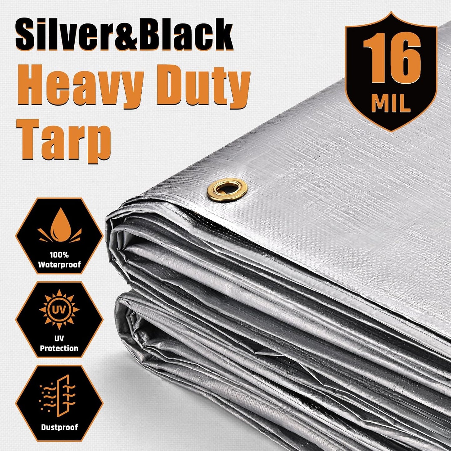 Lona impermeable 8x20ft polietileno UV resistente bordes reforzados