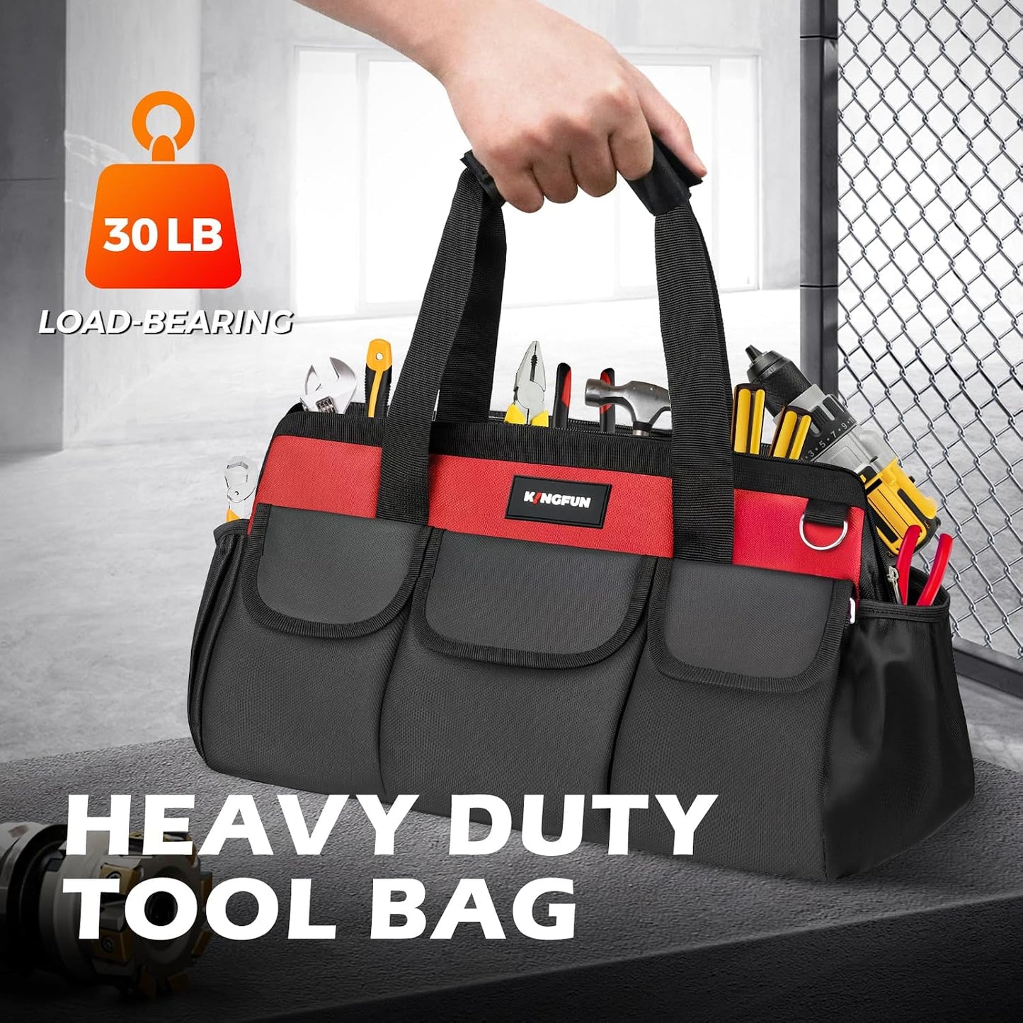 Bolsa herramientas 16pulg 14 bolsillos rojo