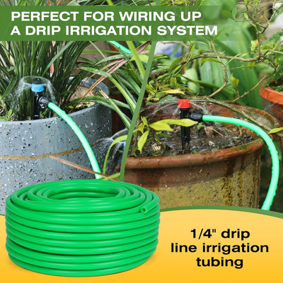 Tubo riego goteo 1/4pulg manguera 75ft blanco verde
