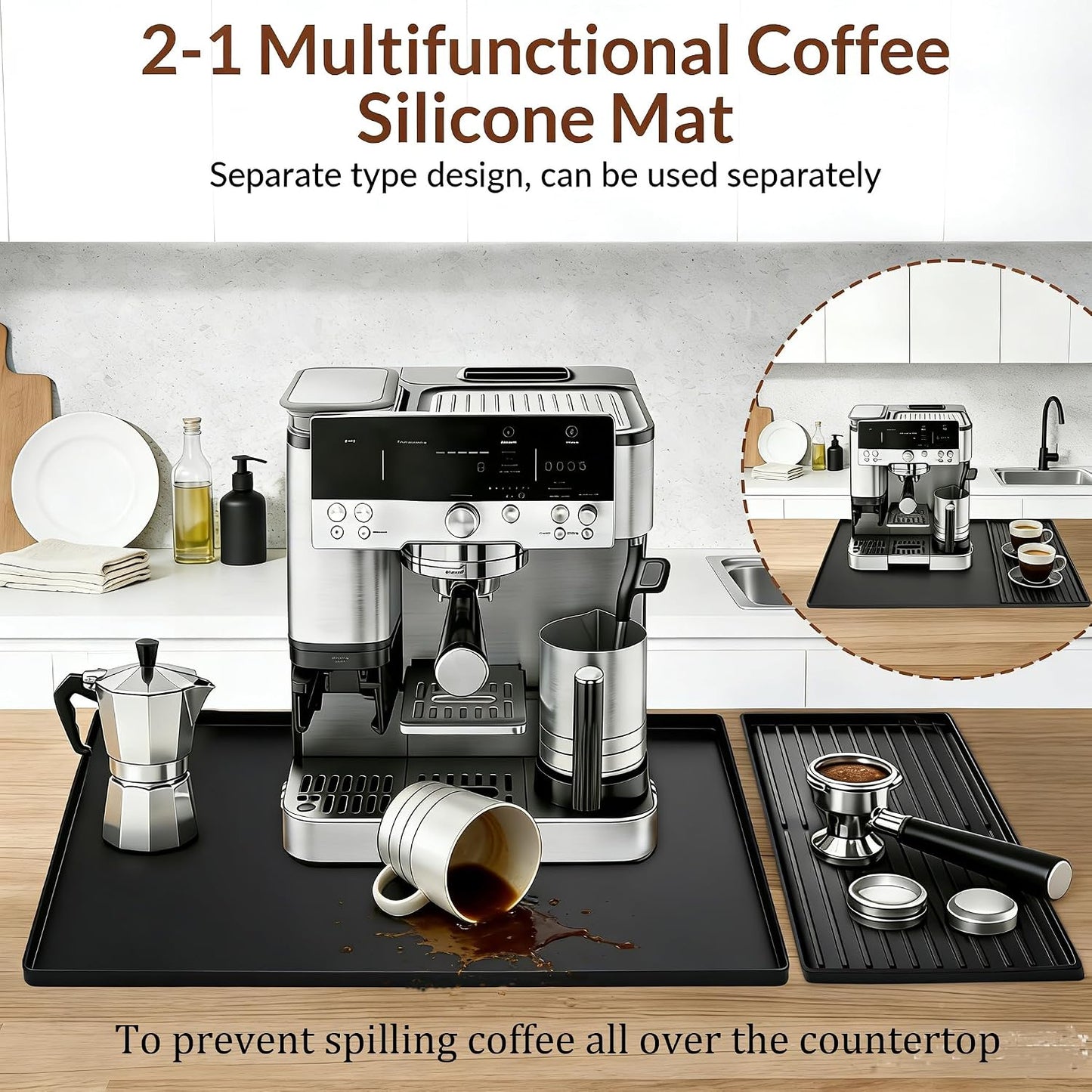 Juego 4en1 alfombrillas silicona para cafetera Ninja