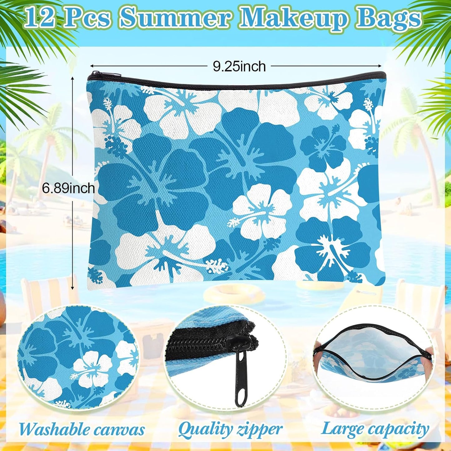 24 Bolsas Maquillaje y Llaveros Flor Hibisco