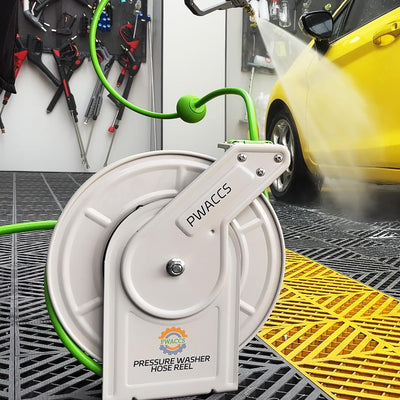 Carrete manguera retráctil 1/4pulg 60ft 3600PSI pared/piso