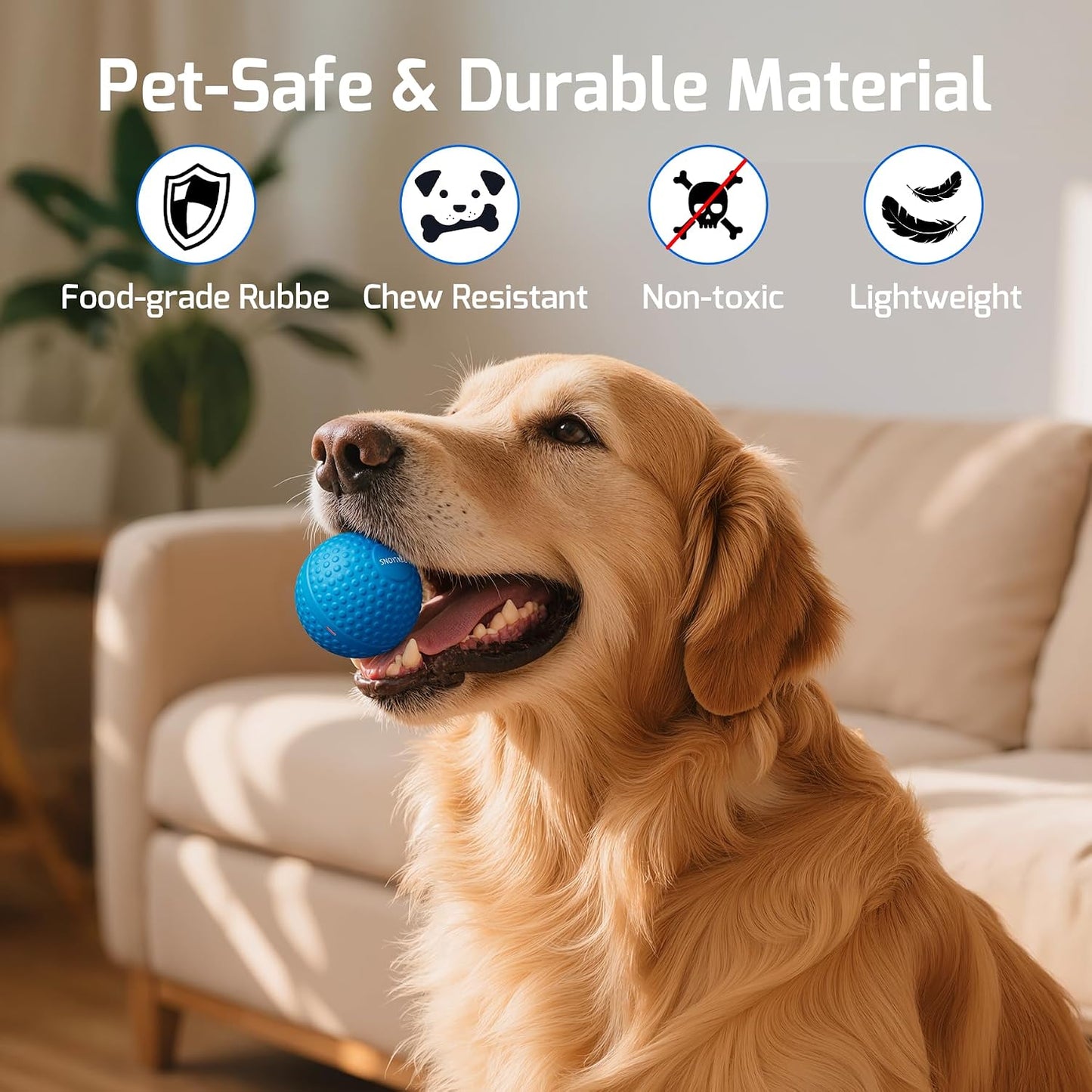 Bola rodante para perros impermeable IPX7 goma alimenticia