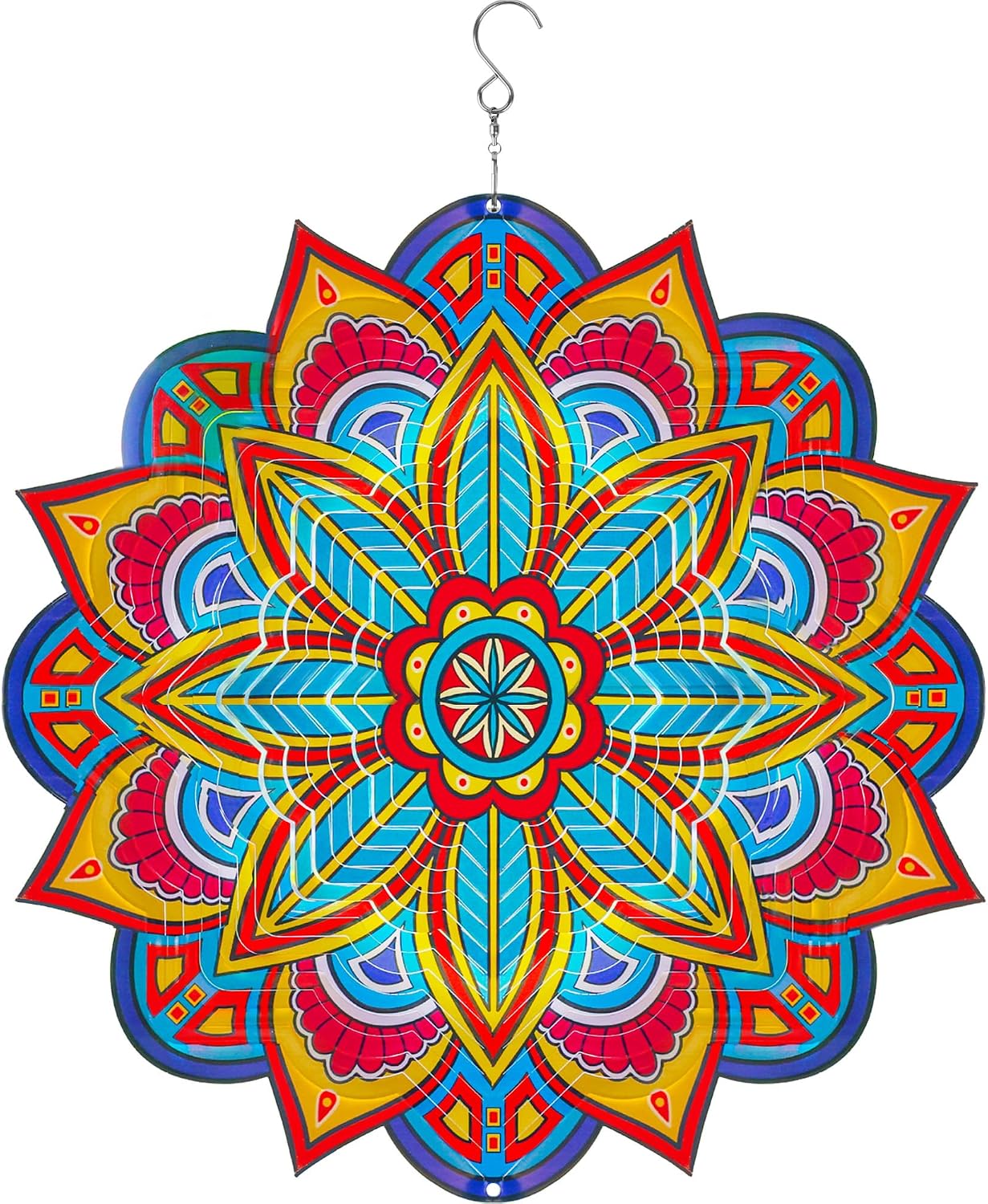 Molinillos viento mandala acero inox 12pulg para jardín