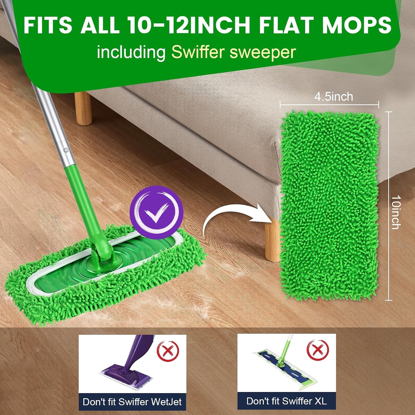 6 Pzas Almohadillas Microfibra Reutilizables para Trapeador
