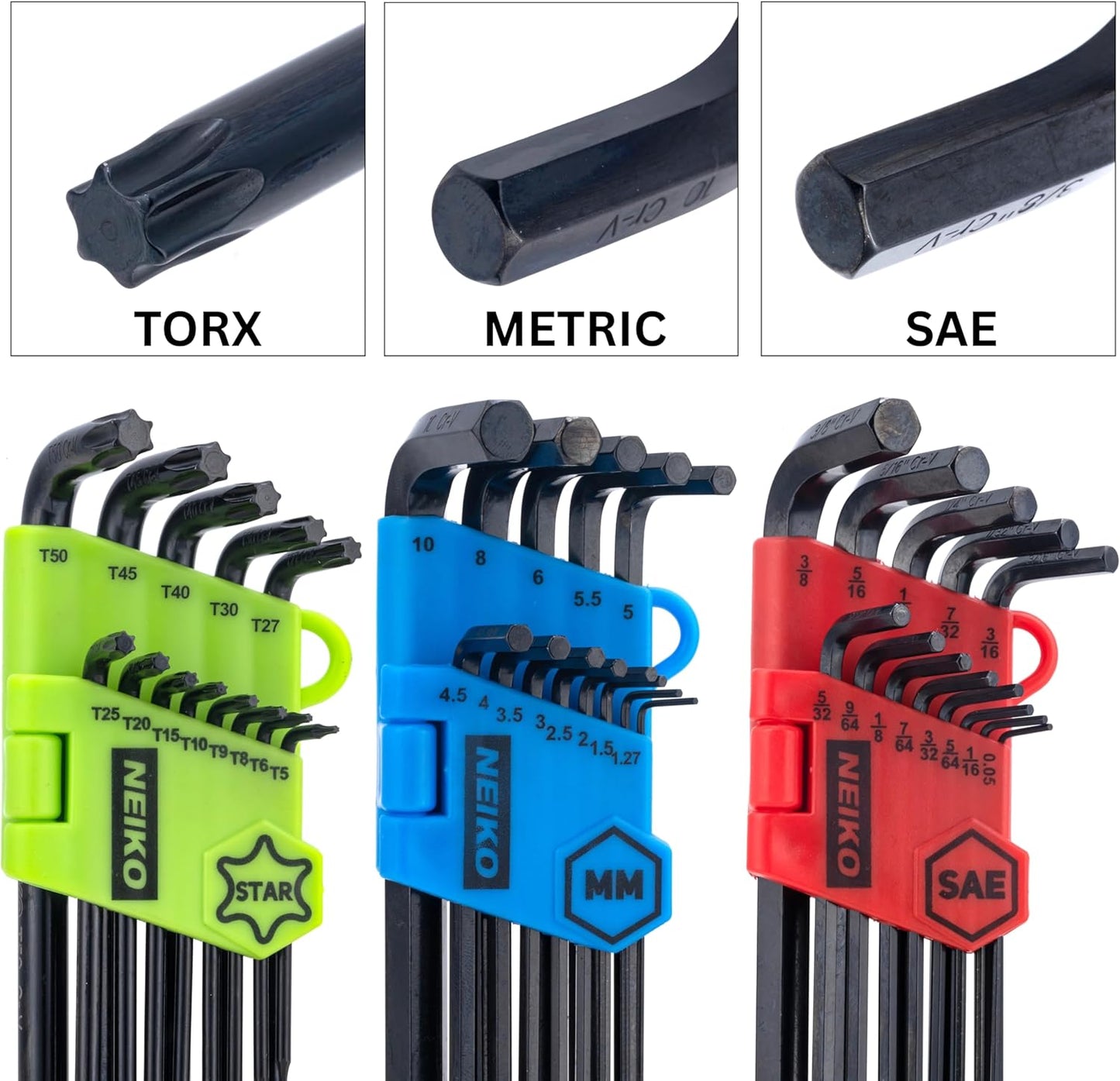 Juego llaves hexagonales 39 pzas métricas Torx SAE 0.05-3/8pulg