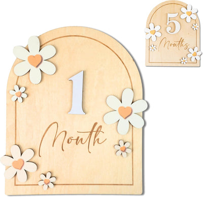 Tarjetas hitos mensuales madera para bebé