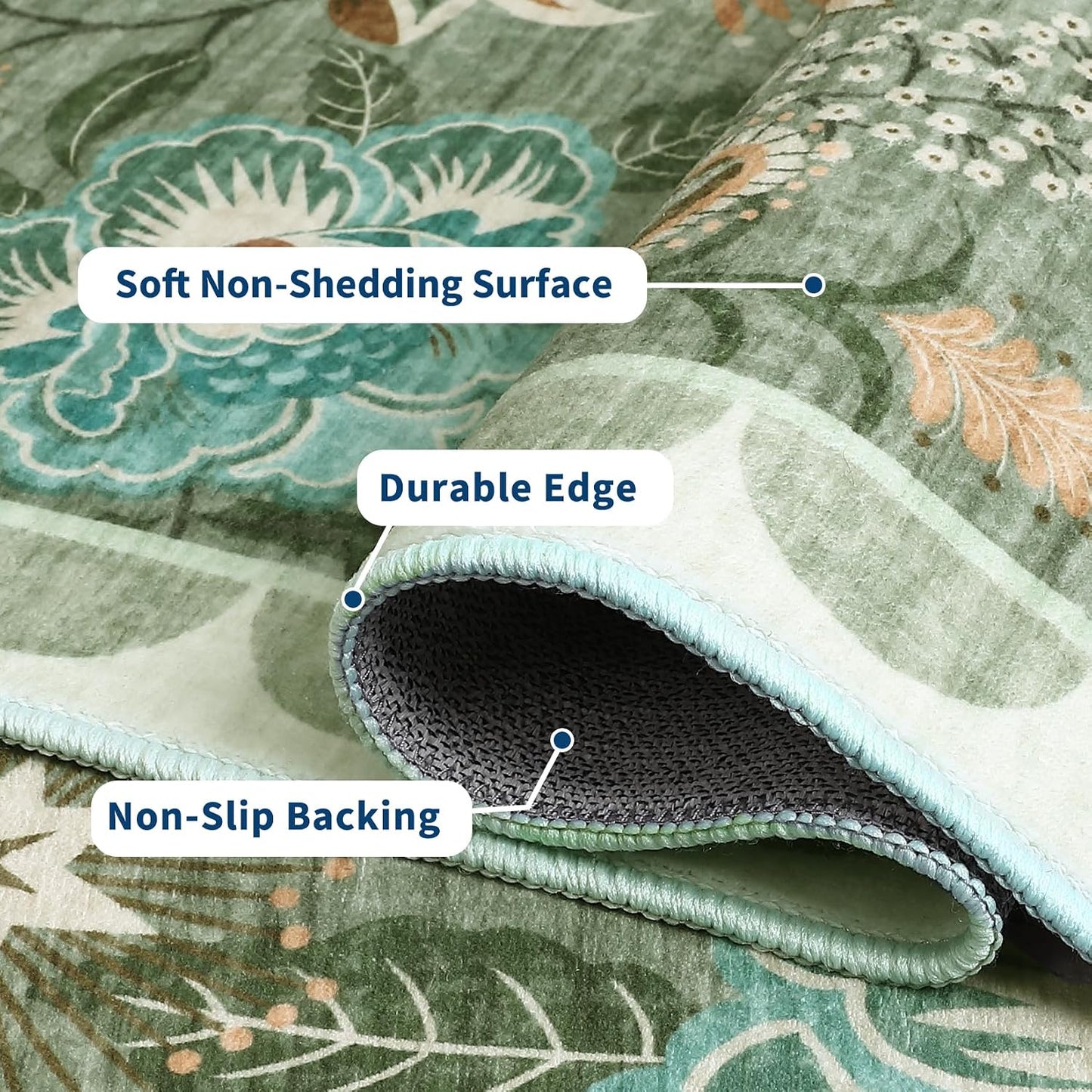 Tapete 8x10 pulg floral lavable suave no resbala dormitorio