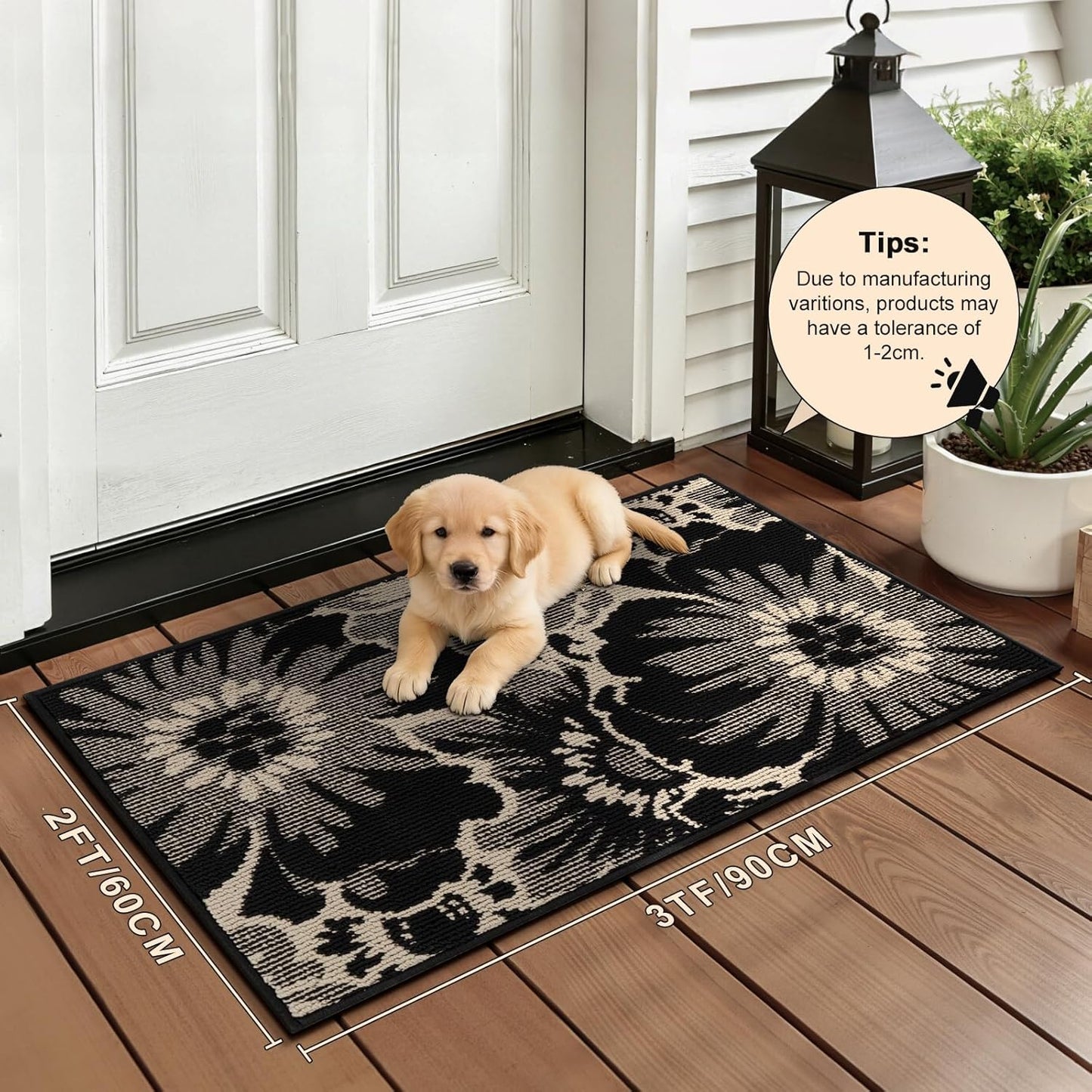 Alfombra pasillo 2x3ft antideslizante goma negro
