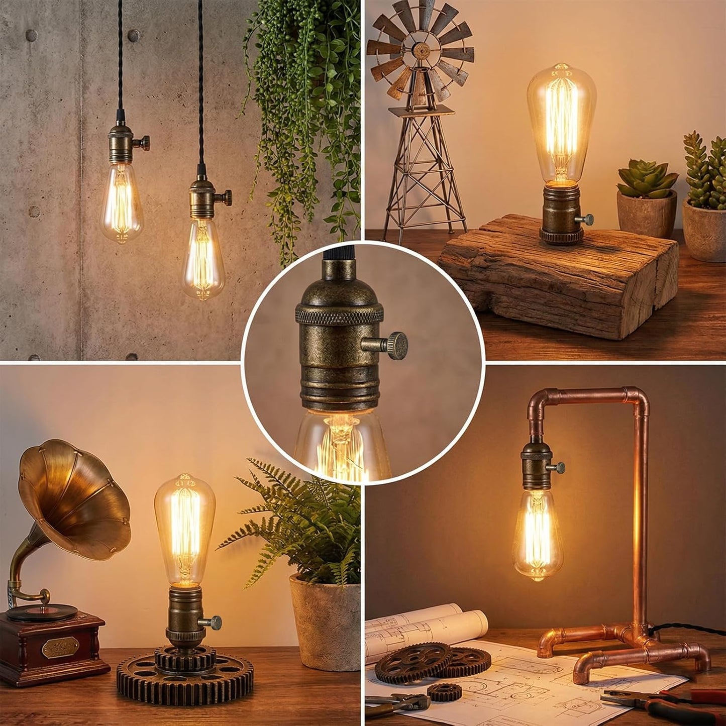 4 Pzas Pomos Interruptor Luz Latón Antiguo Reemplazo