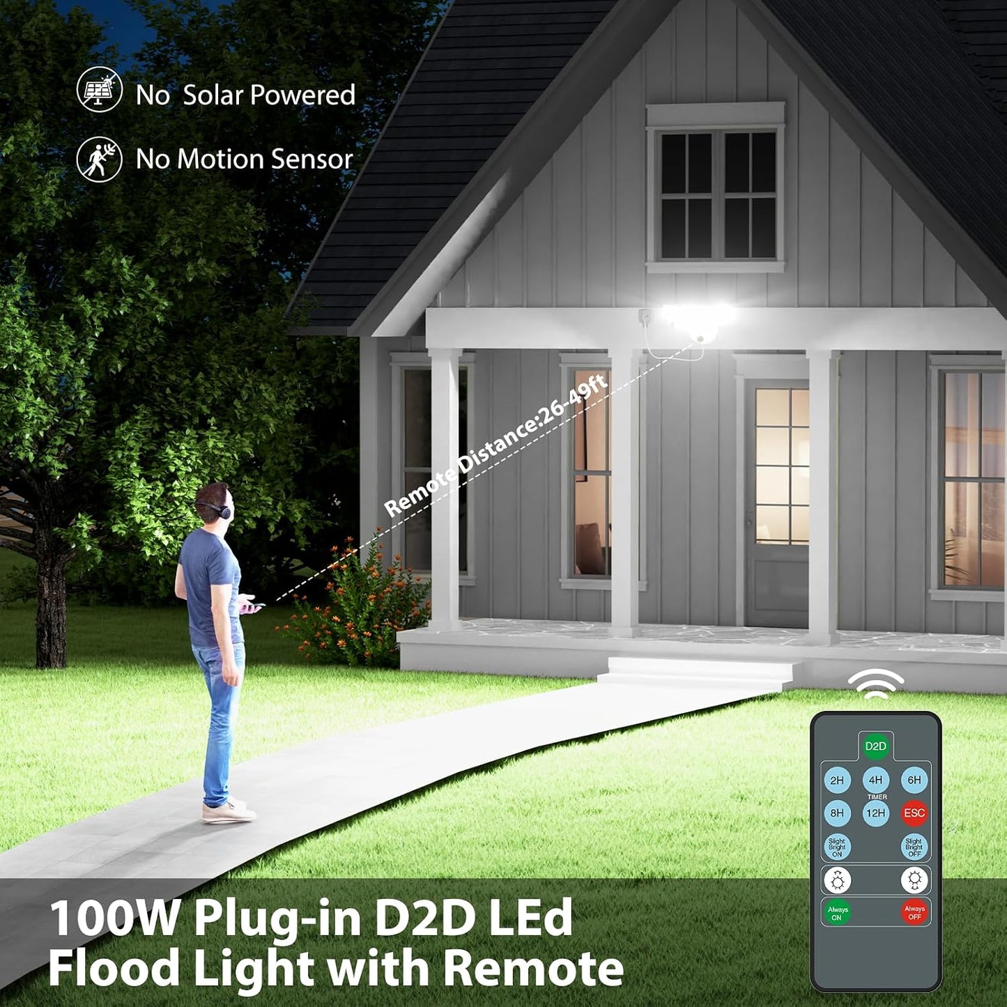 Iluminación exterior 100 W 10000 lm con control remoto IP65