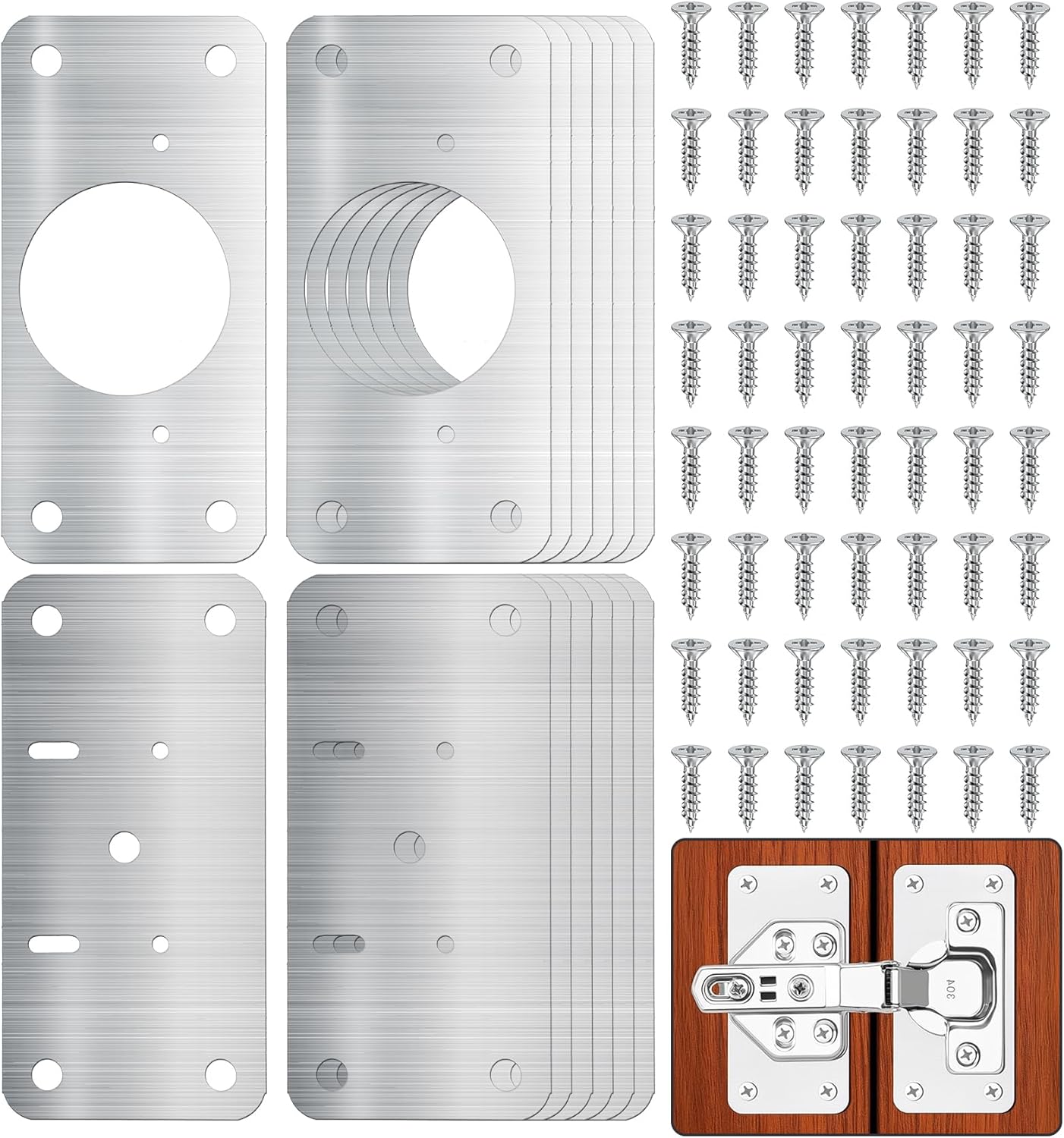 Kit placa reparación bisagras 14 pzas acero inox