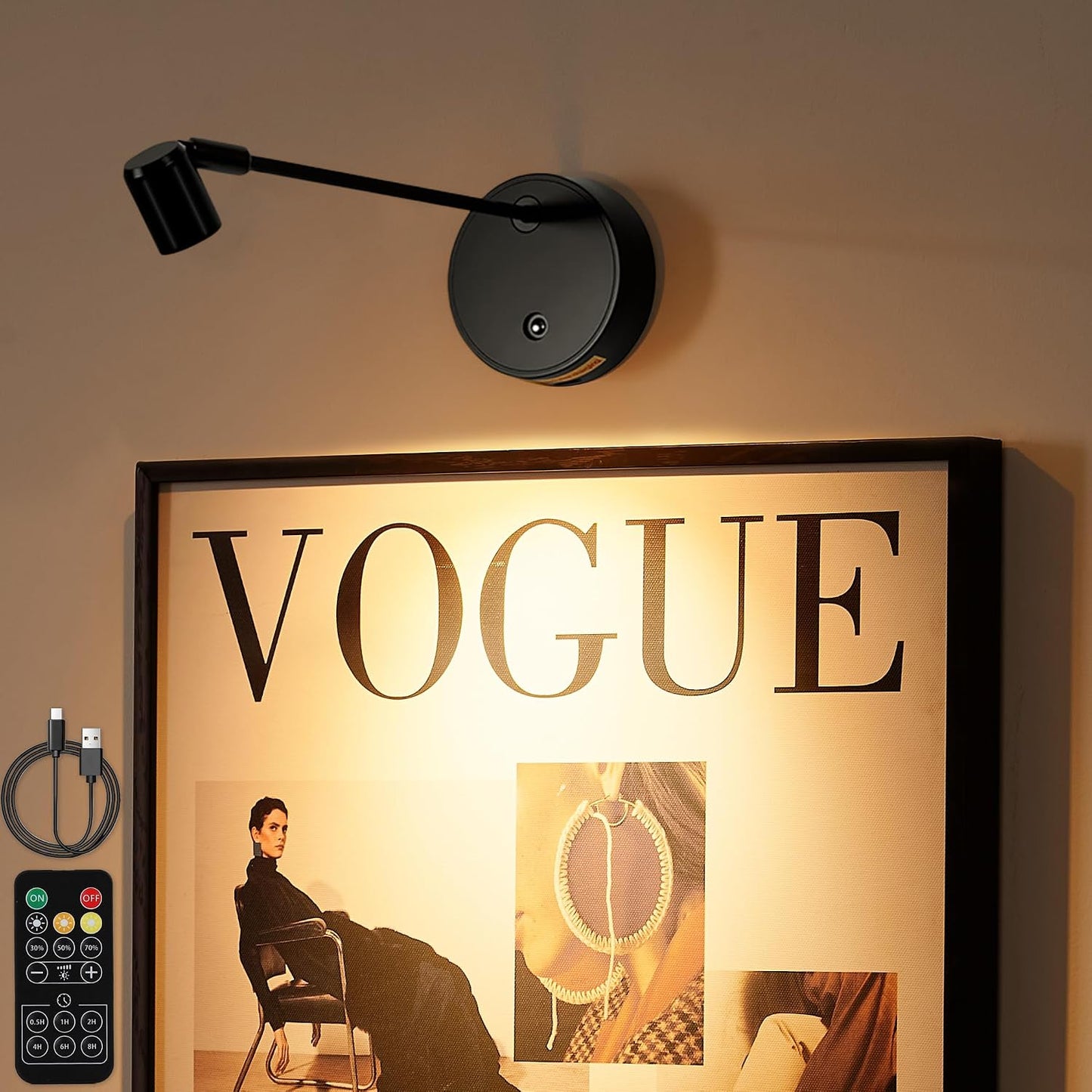 Luz inalámbrica LED para pared con control remoto y temporizador