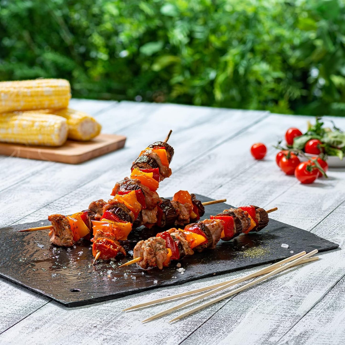 Brochetas bambú 12pulg 100uds para shish kabob parrilla