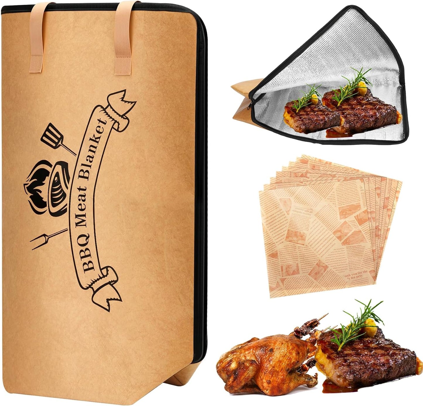 Manta barbacoa reutilizable con 10 papeles absorbentes