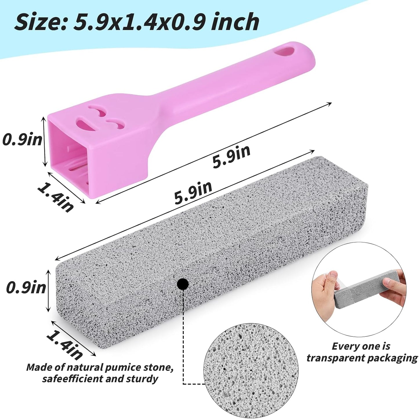 50 Pzas Pómez Gris con Asas para Limpieza Baño Hogar