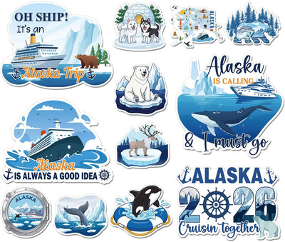 Decoraciones magnéticas para puerta de crucero Alaska 2026, 12 unidades