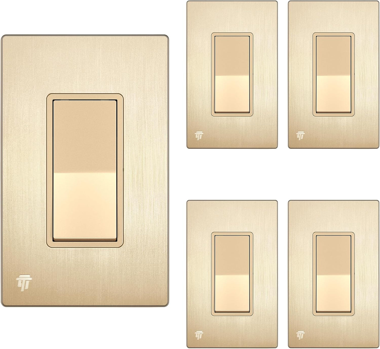 Interruptor luz decorativa pared sin s cepillada 15A 120V