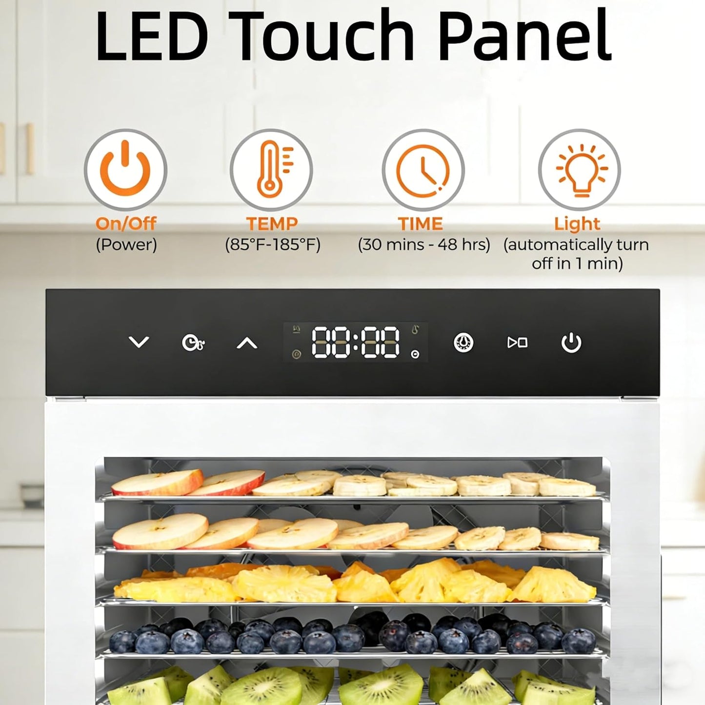 Máquina deshidratadora 8 bandejas acero inox con temp. 185°F
