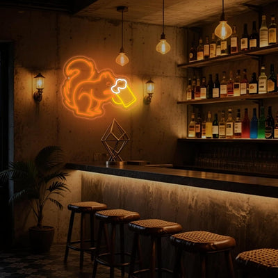 Letrero neón ardilla bebe luz LED para decoración