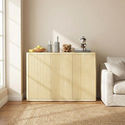 Armario buffet 46.7pulg 3 puertas acanaladas estante ajustable