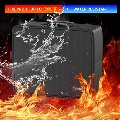 Caja fotos resistente al fuego con 18 fundas 4x6plastico cerradura