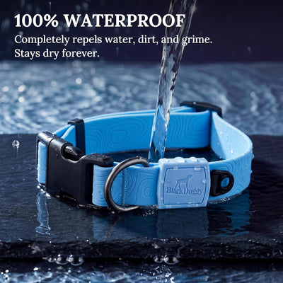 Collar perro impermeable correa PVC textura 3D azul