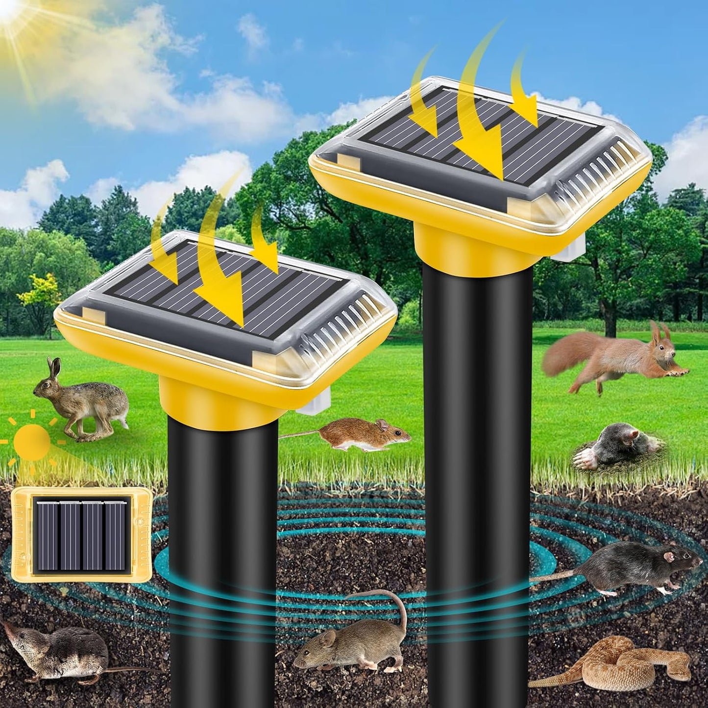 Repelente topos solar ultrasónico jardín