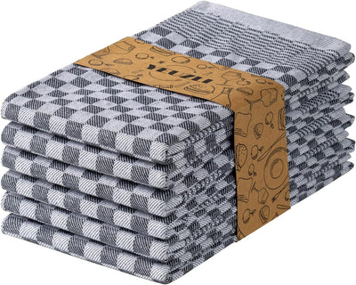 Paquete de 6 toallas de cocina de algodón 18 x 27.5 pulgadas diseño cuadriculado absorbentes y duraderas