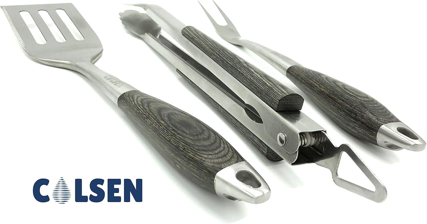 Set 3 Pzas Utensilios Barbacoa Acero Inox Gris