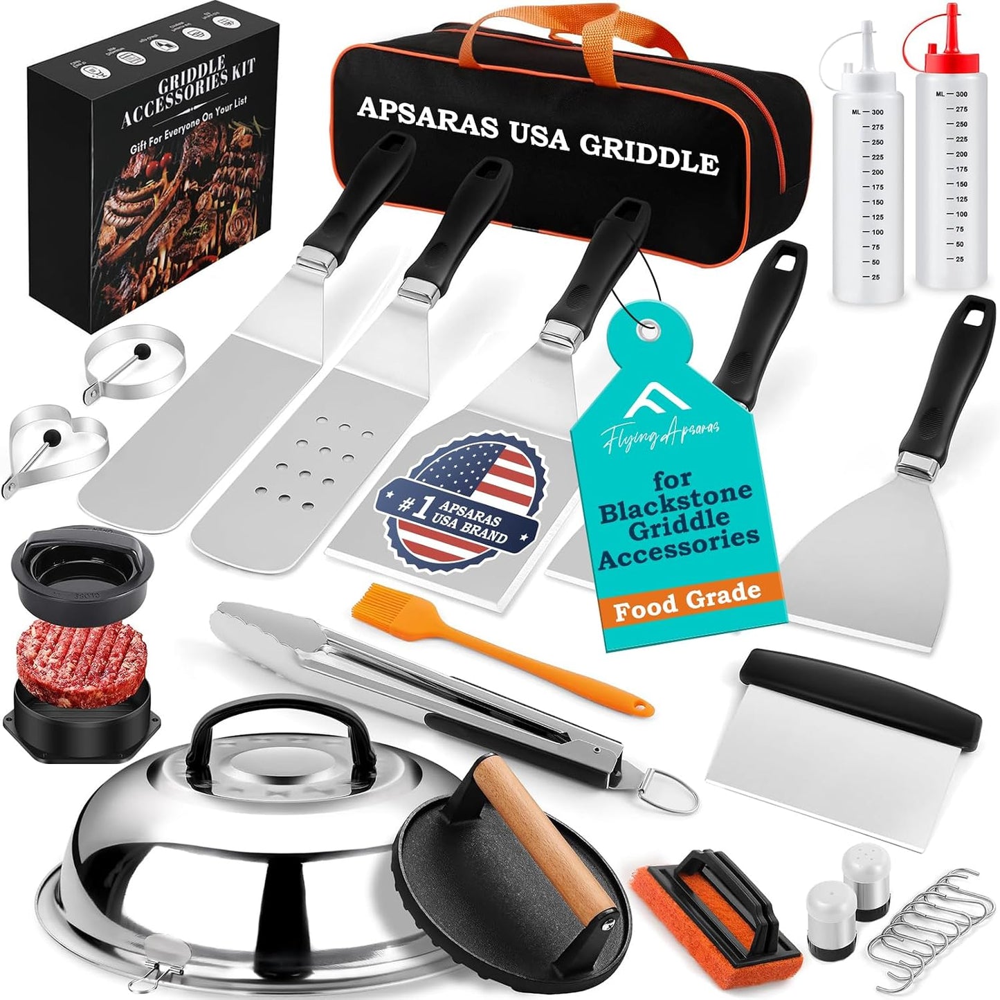 Kit 27 accesorios para plancha Blackstone con espátula Hibachi
