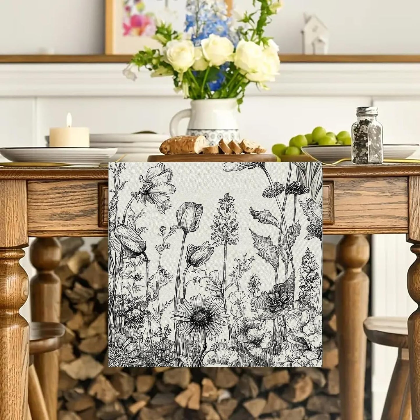 Camino mesa primavera floral vintage 13x72pulg