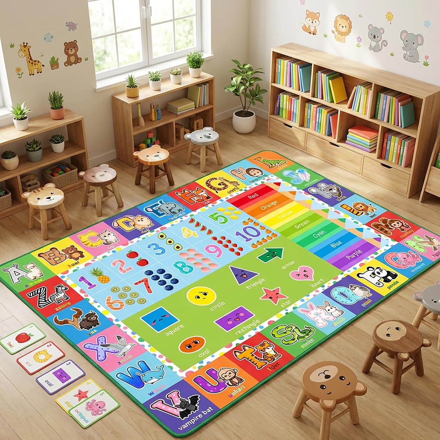 Alfombra educativa ABC números formas 6x8ft bebé
