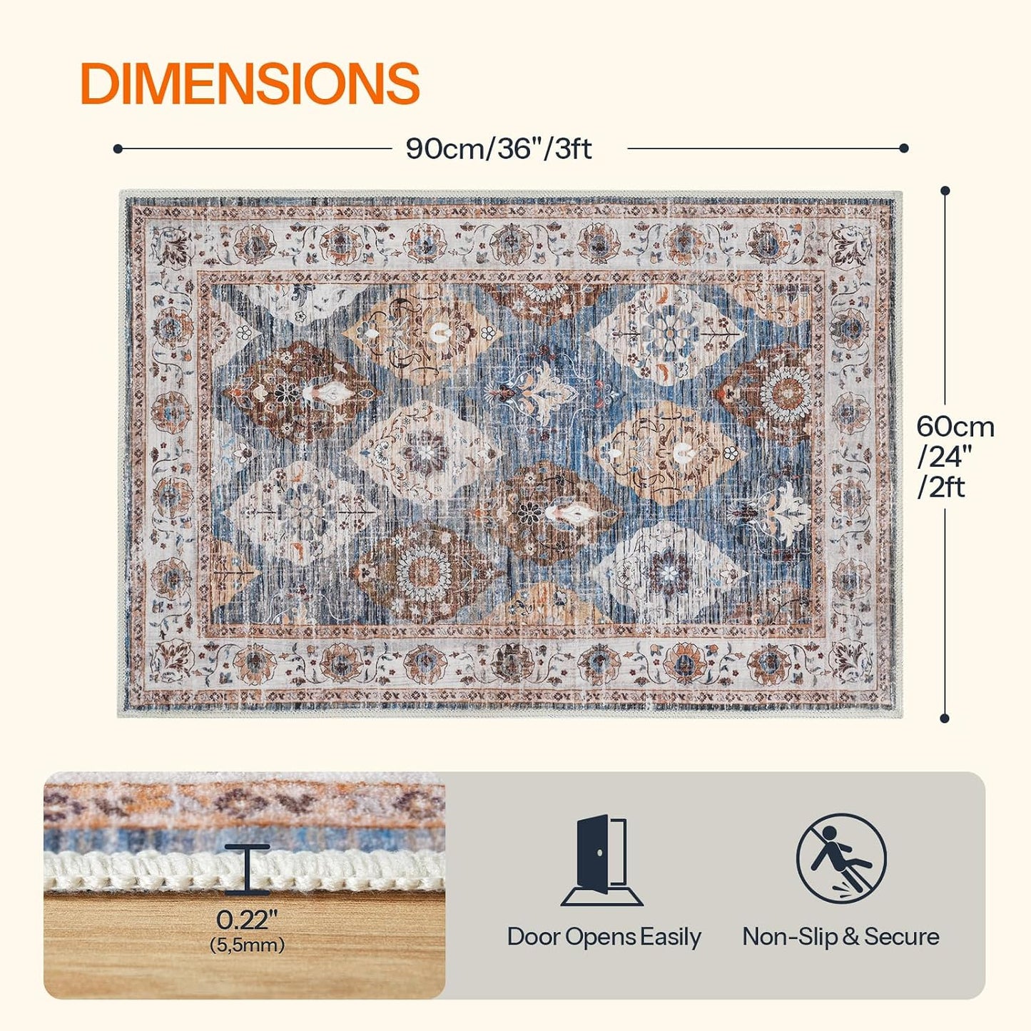 Alfombras pasillo 2x3ft pelo bajo antideslizantes lavables
