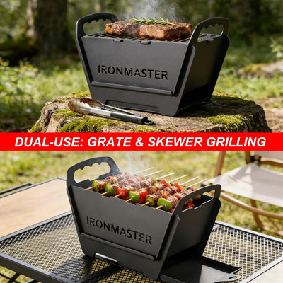 Parrilla Hibachi plegable 11.5x5.5pulg hierro fundido para acampar