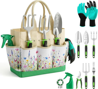 Juego 10 Pzas Herramientas Jardinería con Bolsa Organizadora