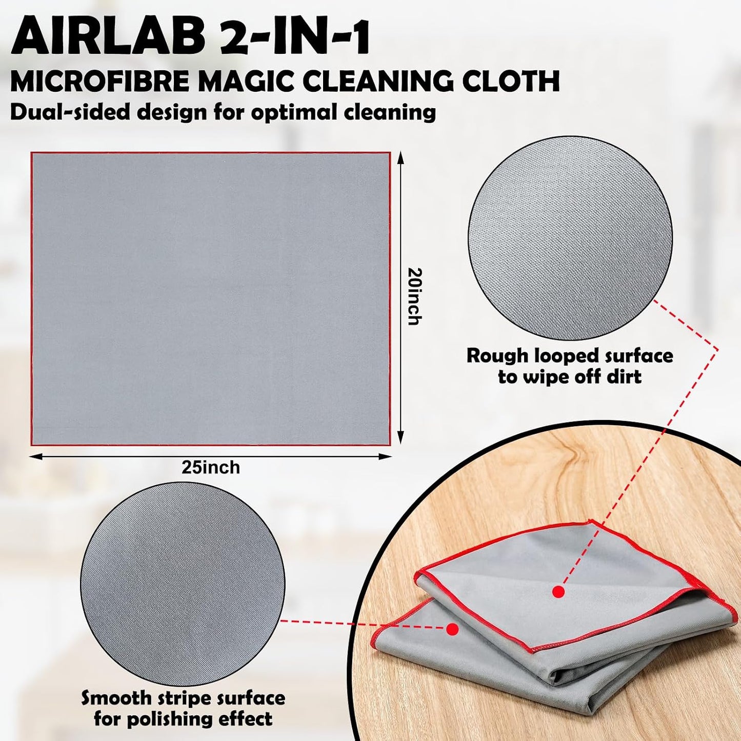 3 Toallas Microfibra para Limpiar Cristal 25x20pulg