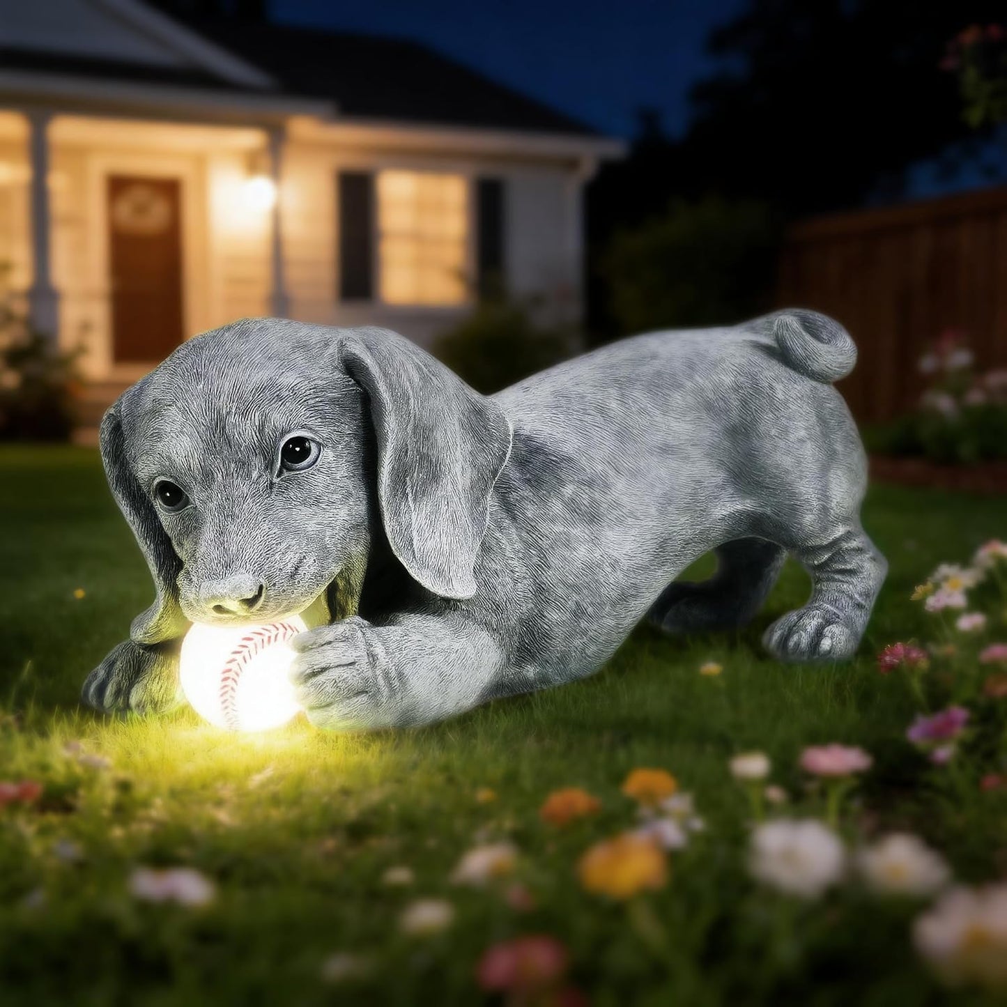 Estatua perro salchicha jardín decorativo regalo