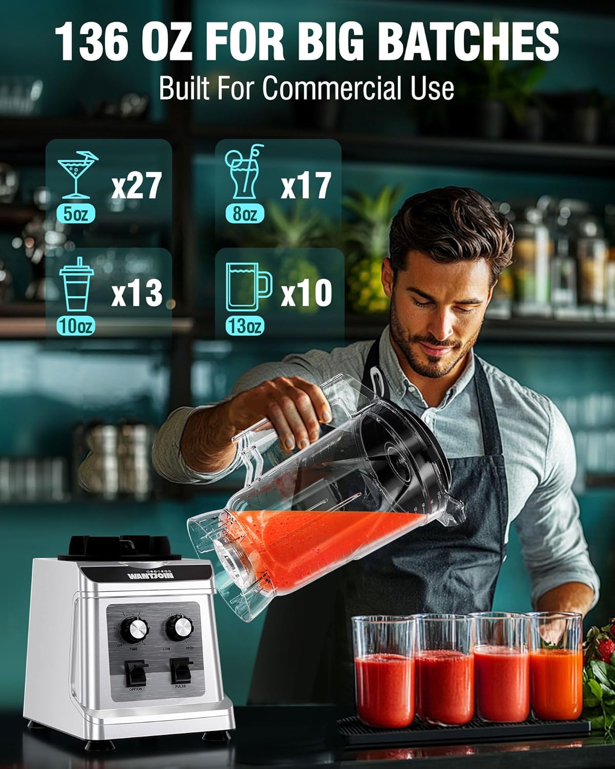 Licuadora comercial 136oz motor cobre 18800RPM multivelocidad