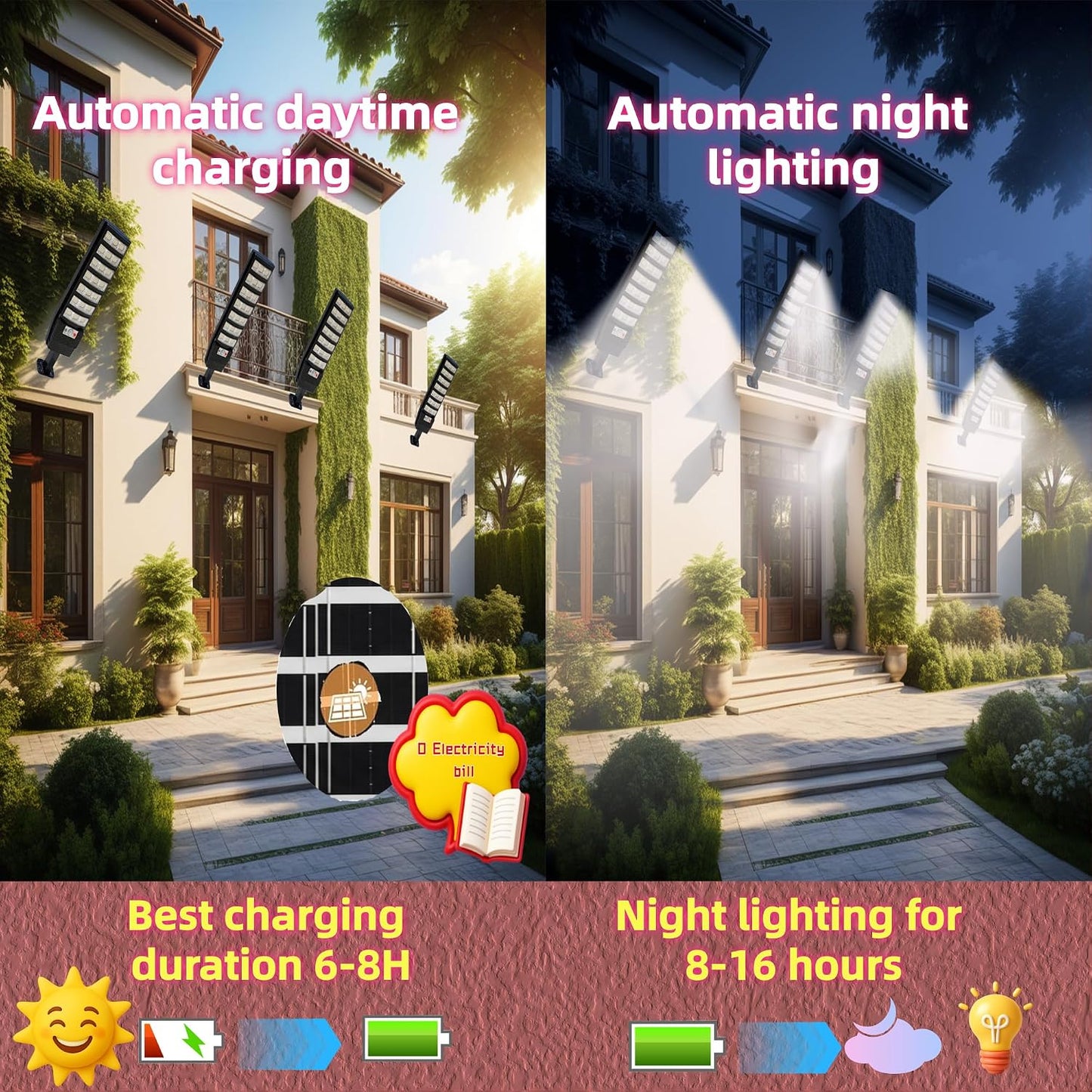 Luz solar calle IP66 2000LM sensor movimiento seguridad