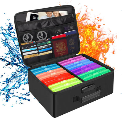 Caja fotos con cerradura ignífuga 16 fundas 4x6pulg plegable seguro